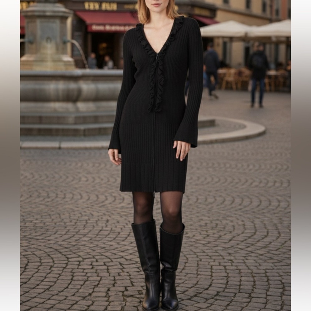 LAST CHANCE - Anne Fontaine "Anathilde" Zip Up Ribbed Sweater Dress